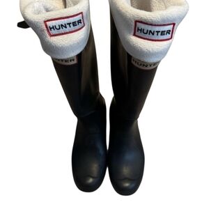 Hunter Black Winter & Rain Boots with White Cuffs